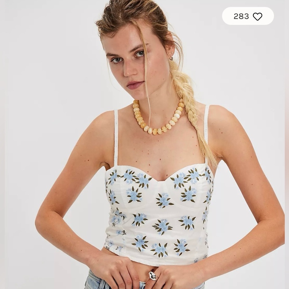 Wild flowers embroidered bustier